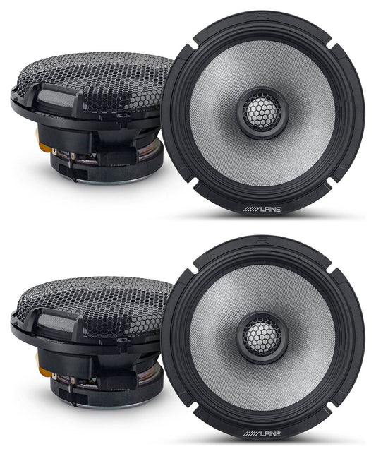 (4) alpine r2-s65 6.5" 2-way car audio speakers high-resolution certified