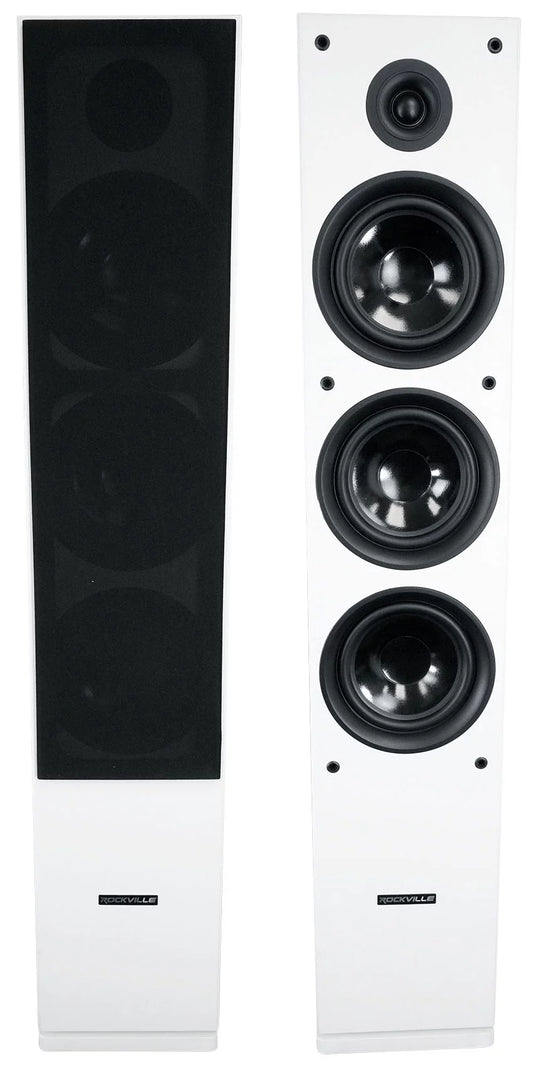 (2) rockville rocktower 68w white home audio tower speakers passive 8 ohm